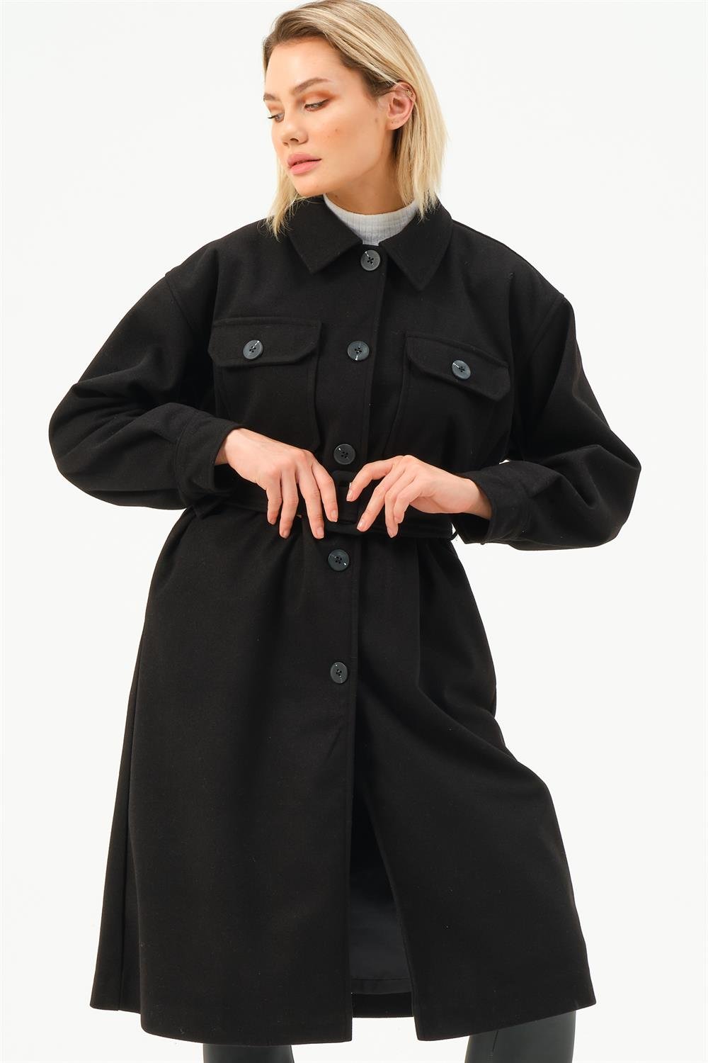 Z6777 DEWBERRY WOMEN'S COAT-BLACK