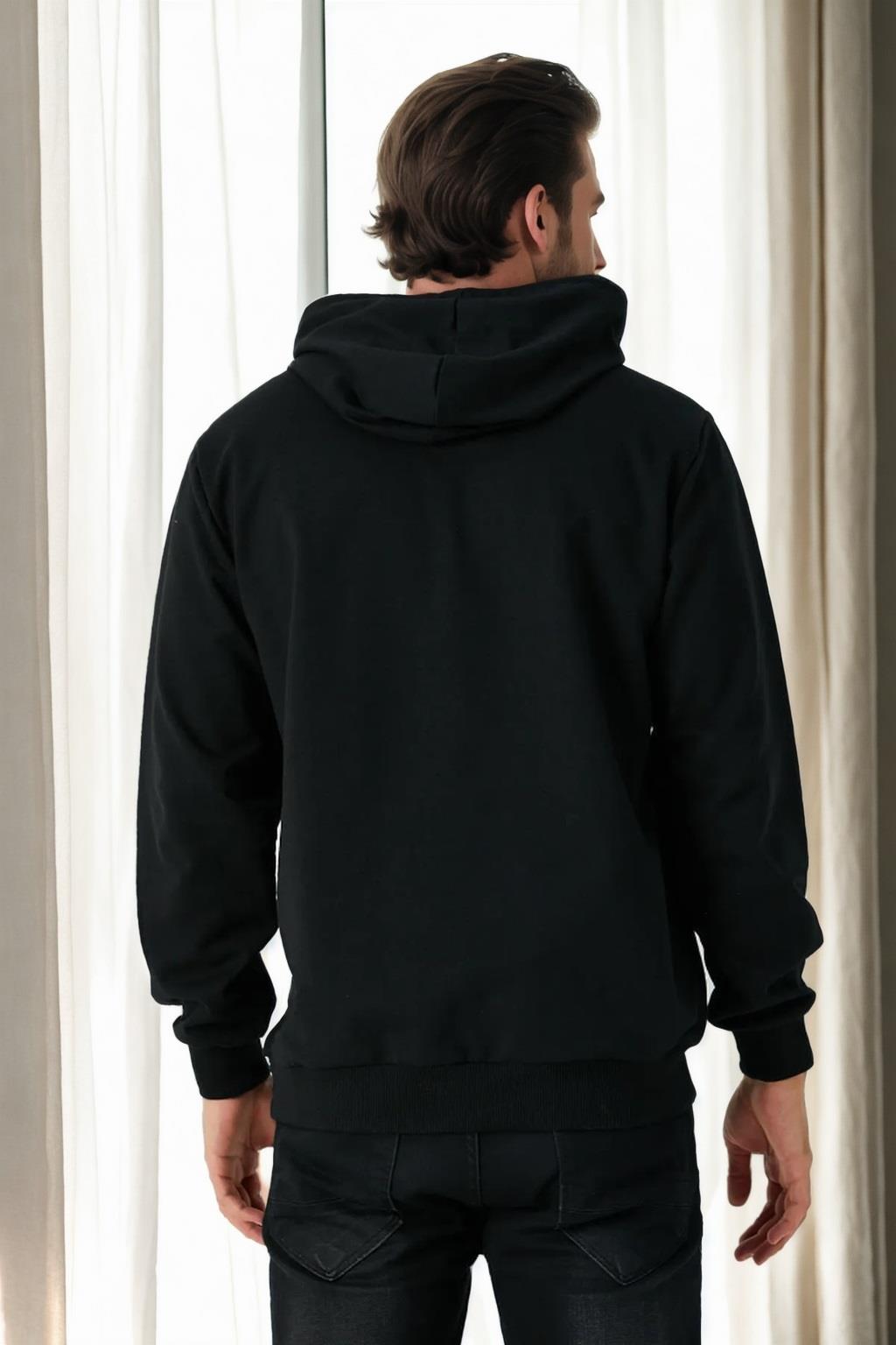 12612 Dewberry Hooded Kangaroo Pocket Mens Sweatshirt-BLACK