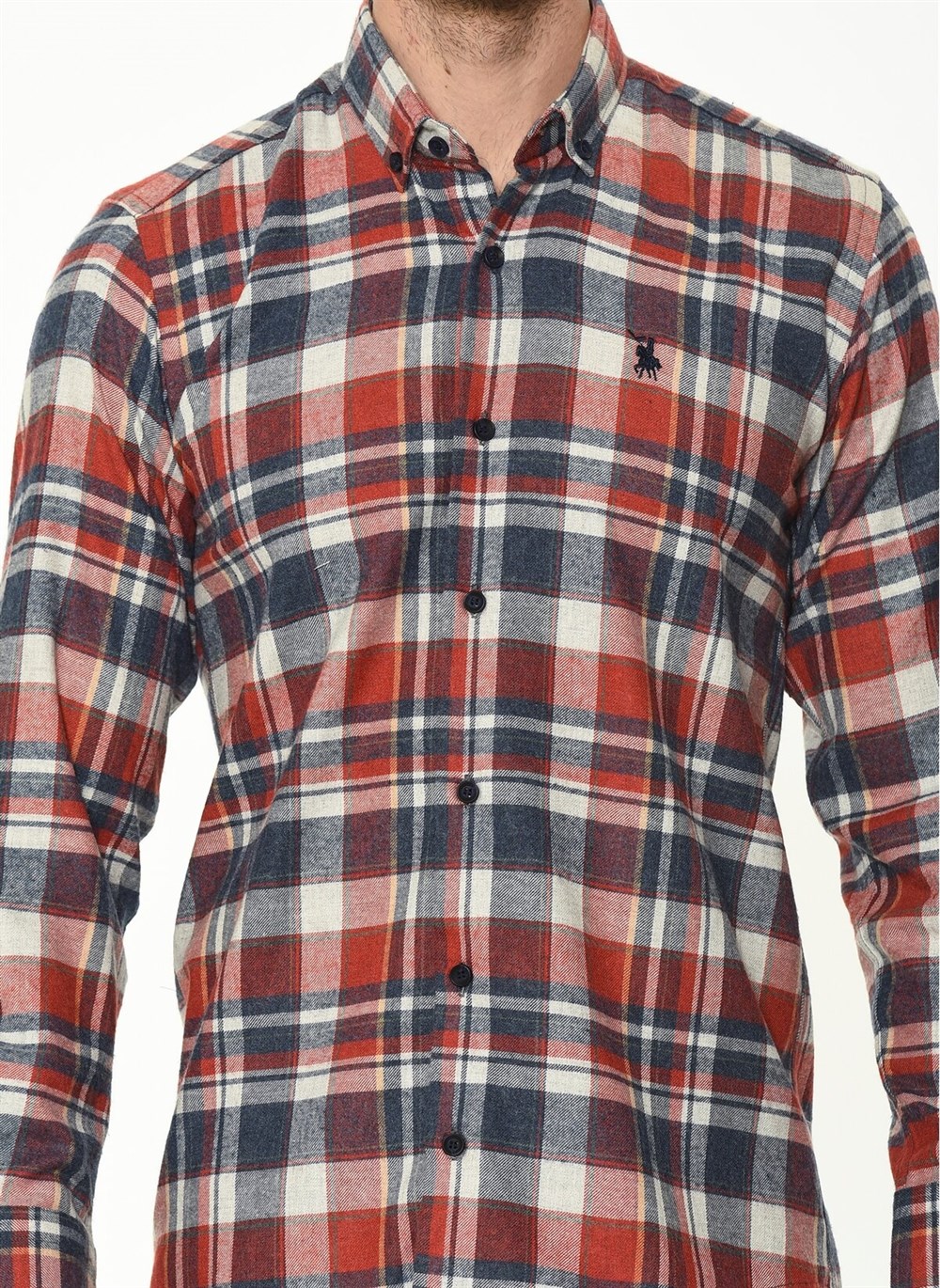 G704 DEWBERRY MEN'S SHIRT-NAVY-RED