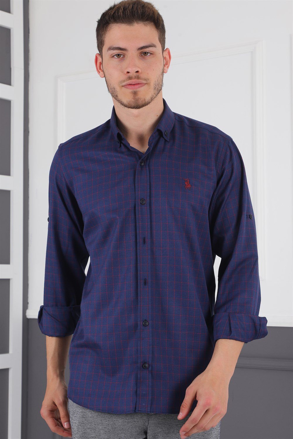 G720 DEWBERRY MEN&#039;S SHIRT-NAVY-BURGUNDY