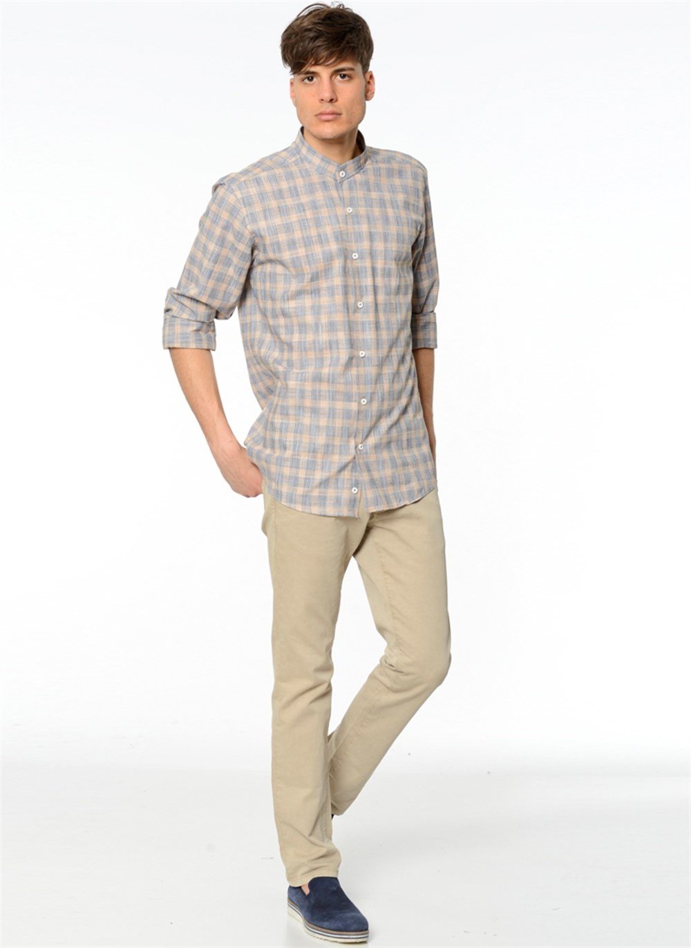G618 DEWBERRY LINEN SHIRT-NAVY-BROWN