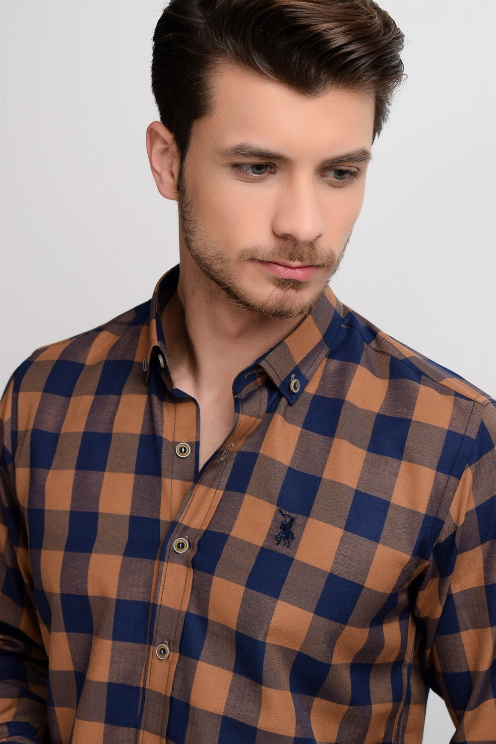 G665 DEWBERRY MEN'S SHIRT-NAVY-BROWN