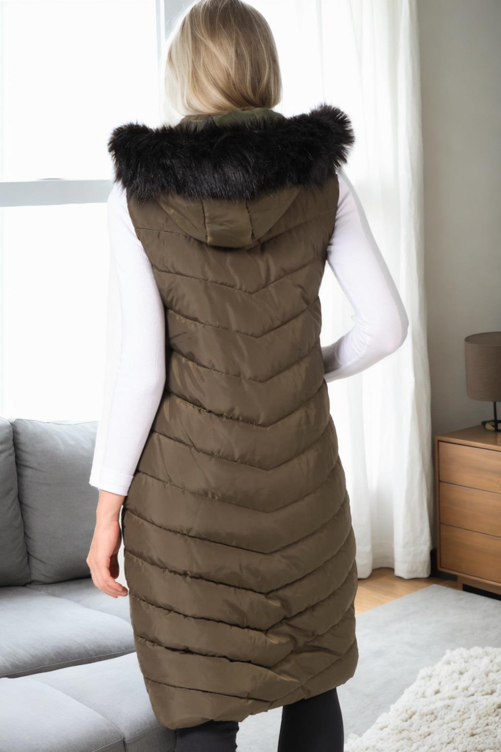 Z6752 DEWBERRY WOMEN'S VEST-KHAKI-1