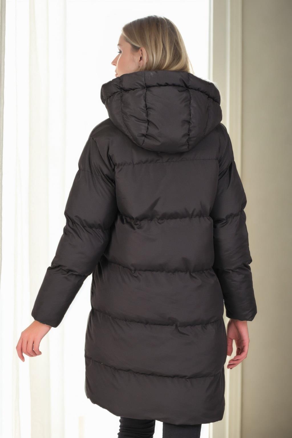 Z6687 DEWBERRY WOMEN'S COAT-BLACK-GREEN-1