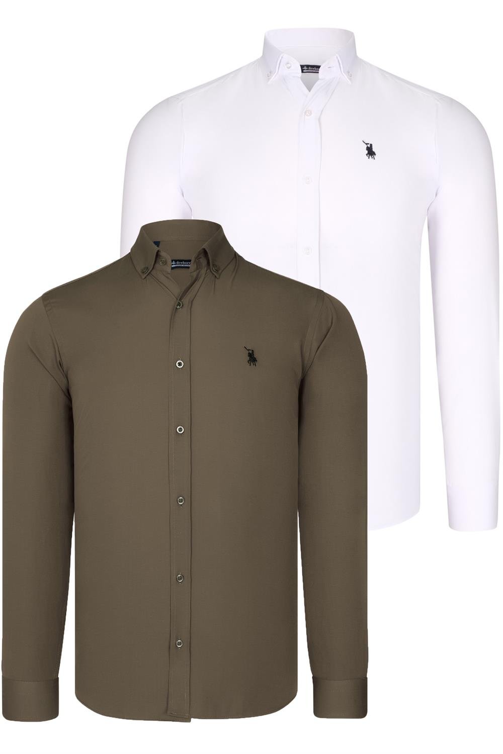 DUAL SET G725 DEWBERRY MENS SHIRT-WHITE-GREEN