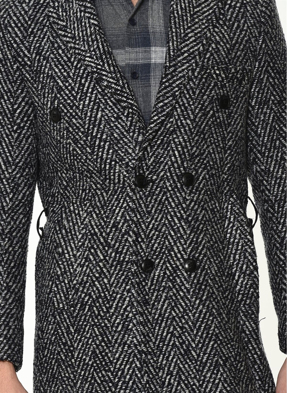 PLT8382 DEWBERRY MEN'S COAT-PATTERNED NAVY BLUE