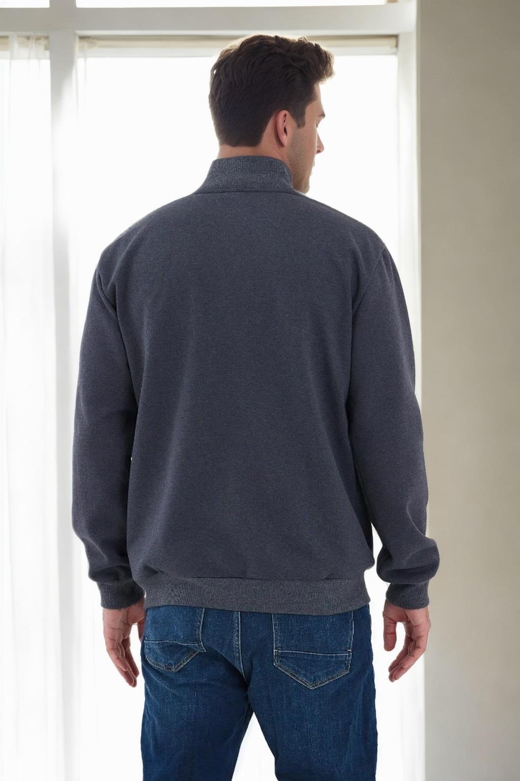 56777 Dewberry Zippered Mens Cardigan-ANTHRACITE