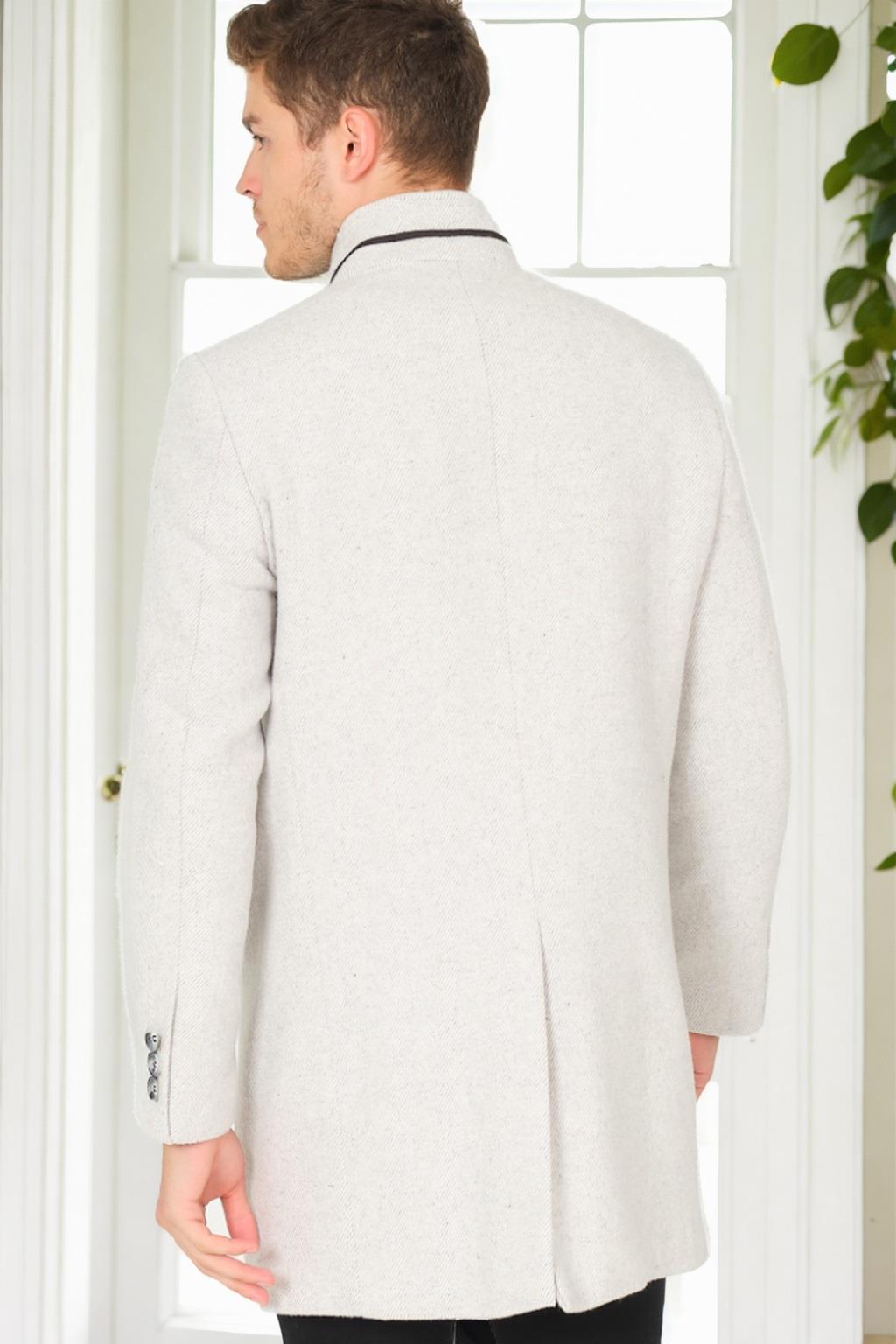 PLT9386 DEWBERRY MEN&#039;S COAT-DIAGONAL GRAY-CREAM