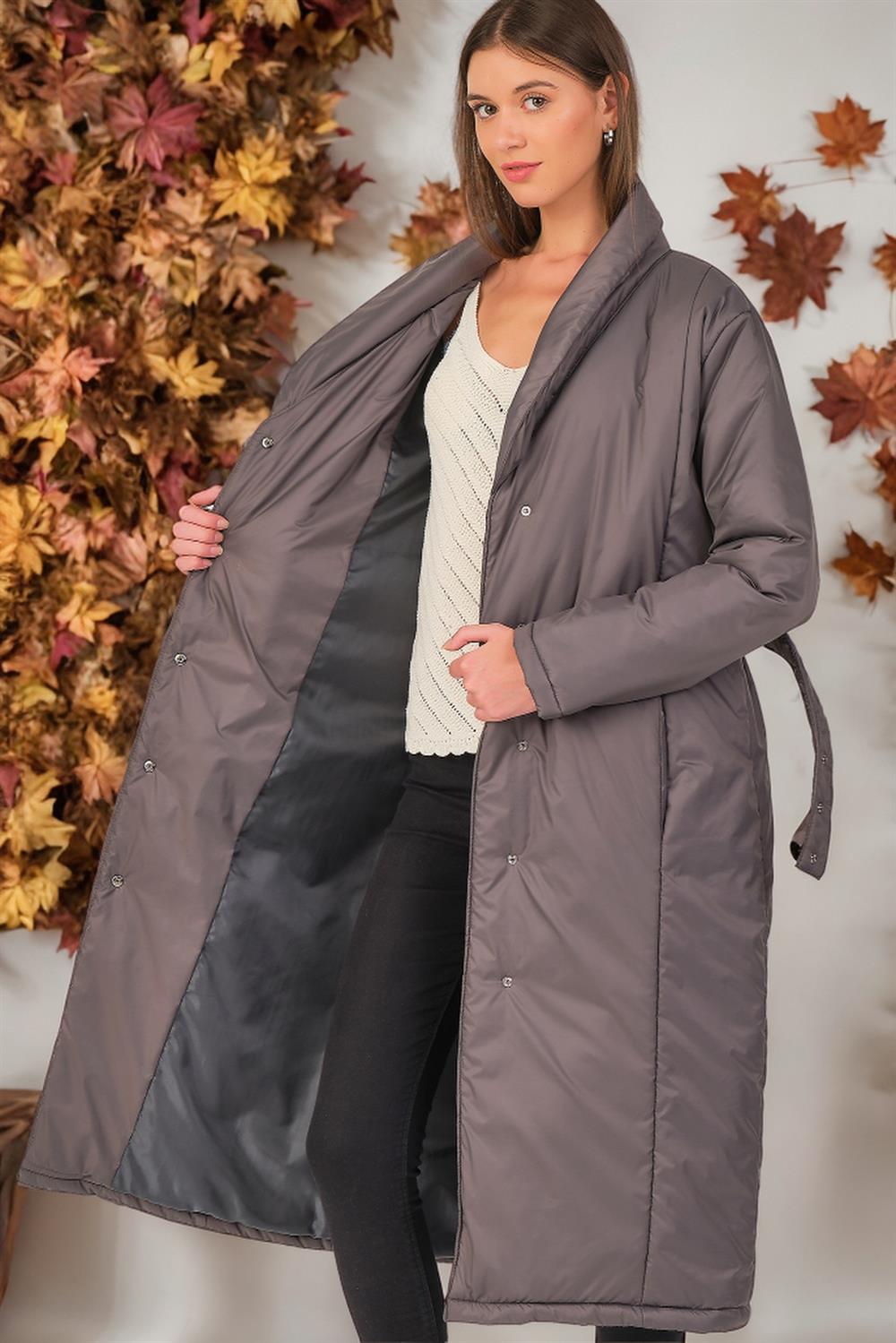 Z6688 DEWBERRY WOMEN'S COAT-DARK ANTHRACITE