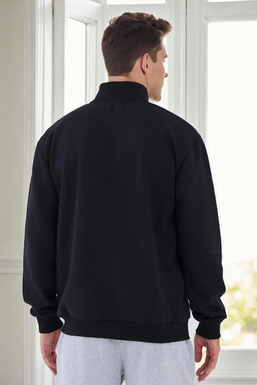 56777 Dewberry Zippered Mens Cardigan-BLACK