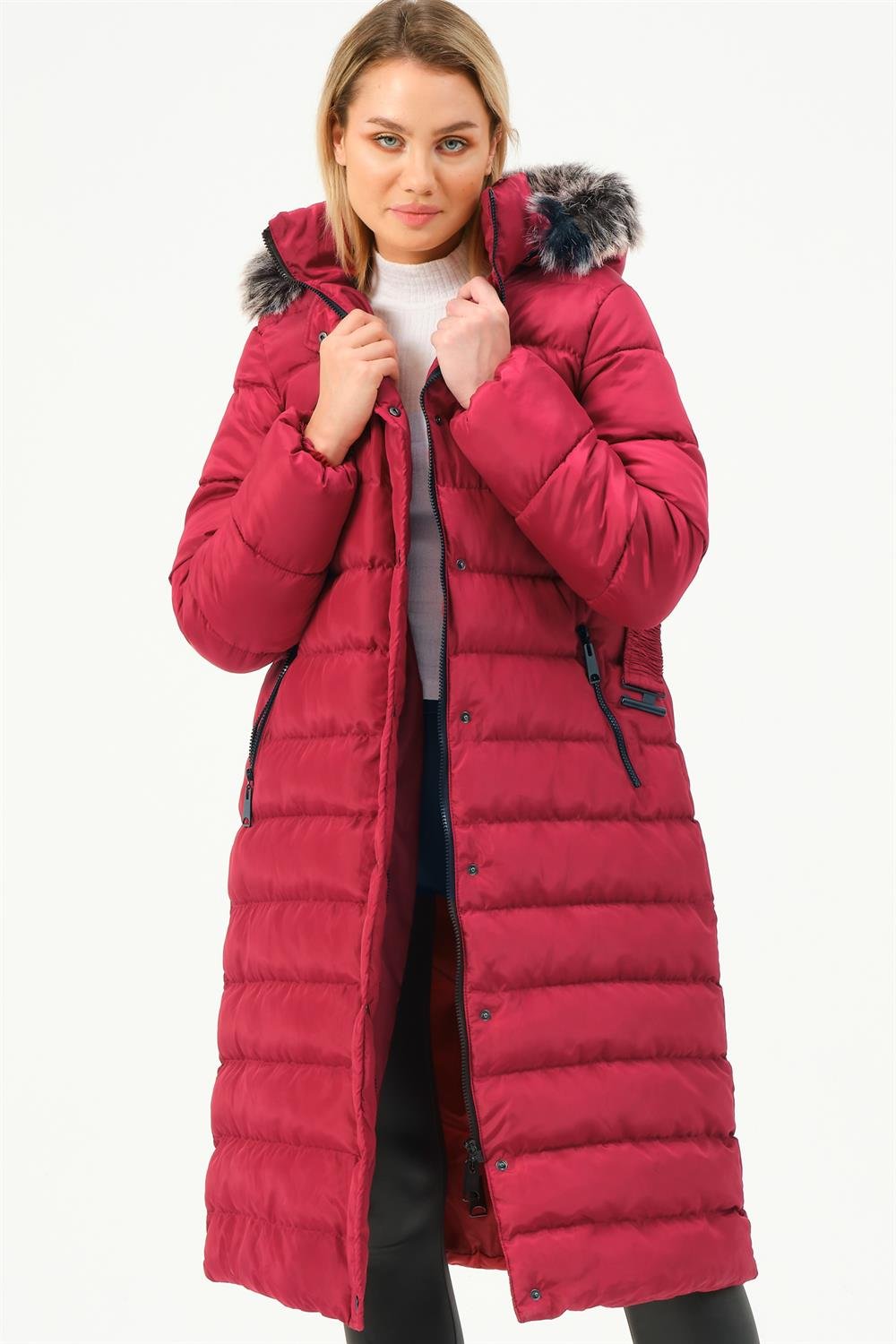 Z6779 DEWBERRY WOMEN'S COAT-BURGUNDY