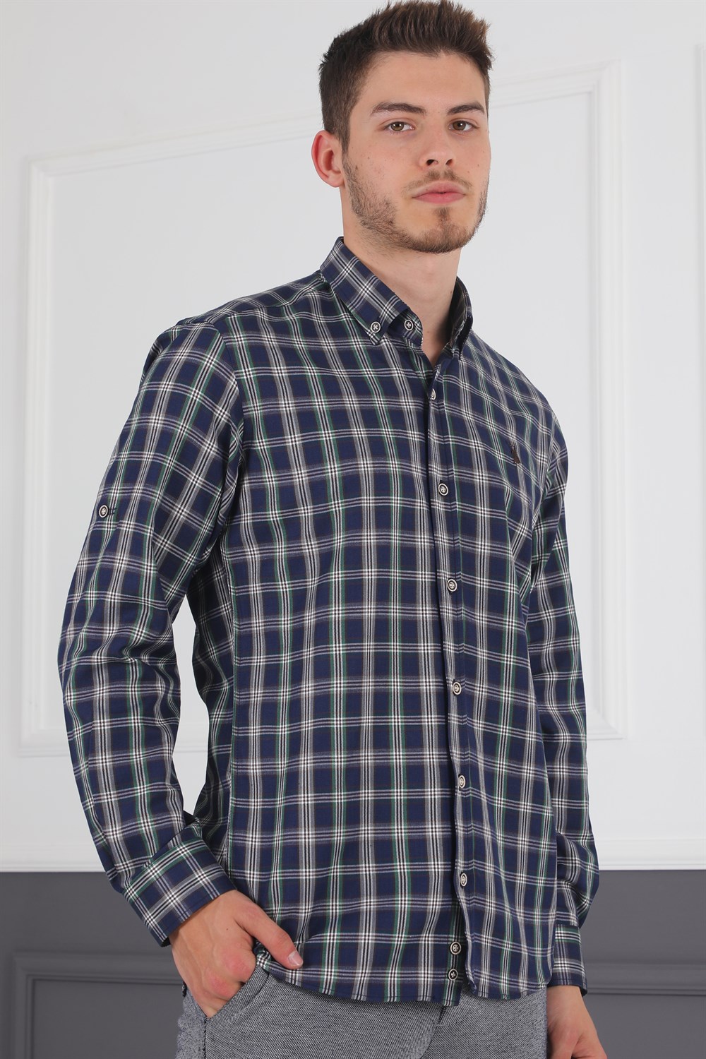 G718 DERBERRY MEN'S SHIRT-NAVY BLUE