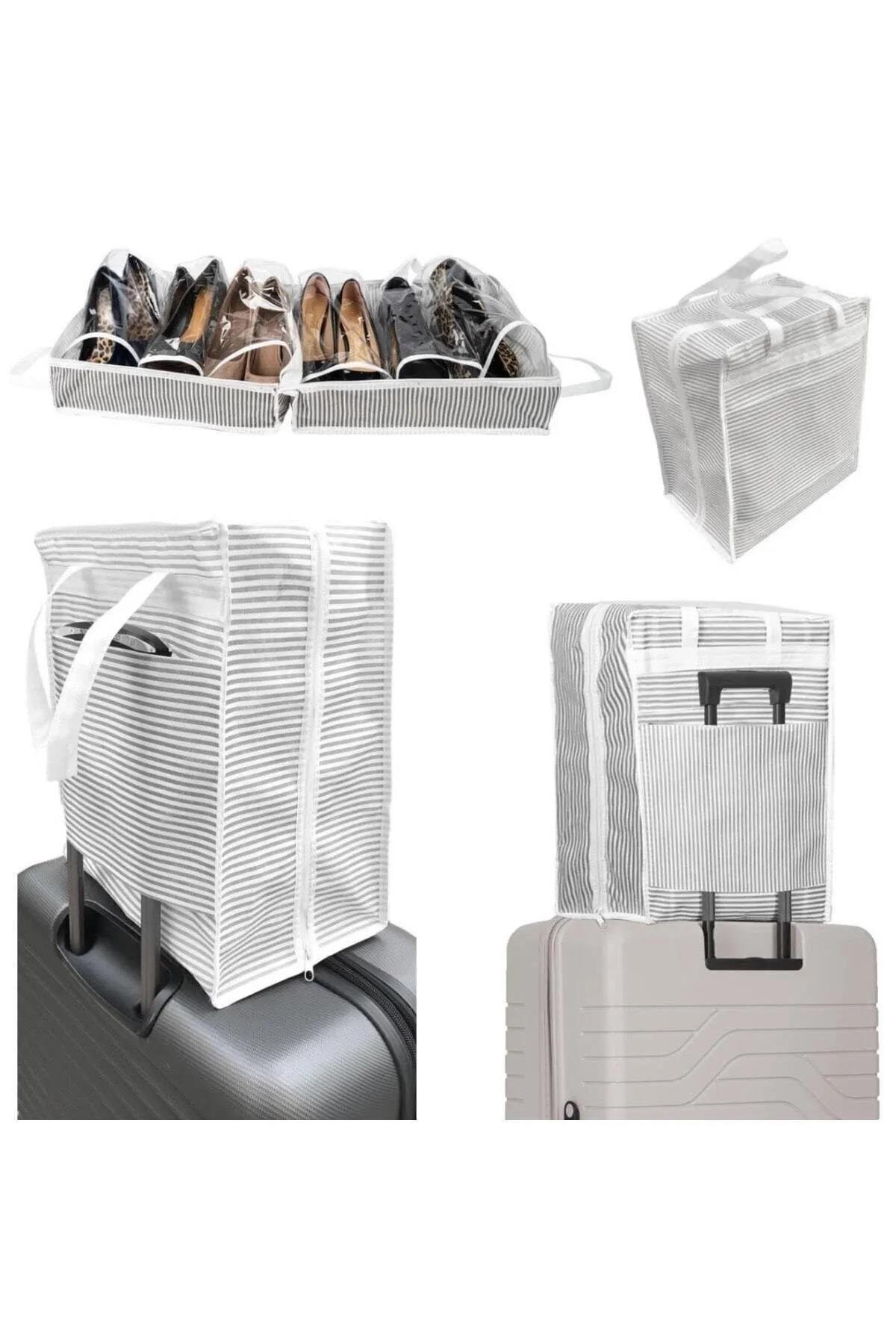 44103 Dewberry Travel Shoe Bag with 6 Compartments-GREY