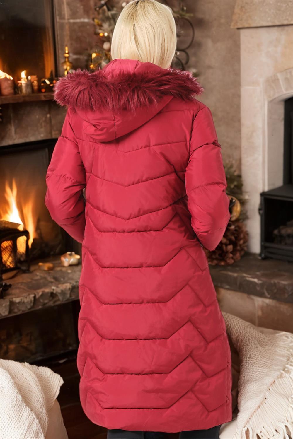 Z6751 DEWBERRY LADIES' COAT-PLAIN BURGUNDY