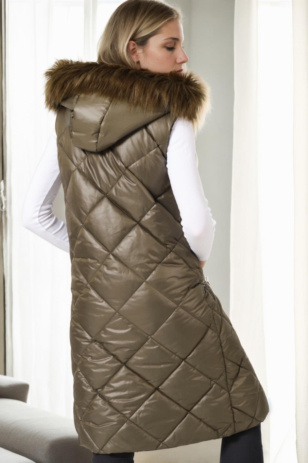 Z6717 DEWBERRY WOMEN'S VEST-KHAKI-1