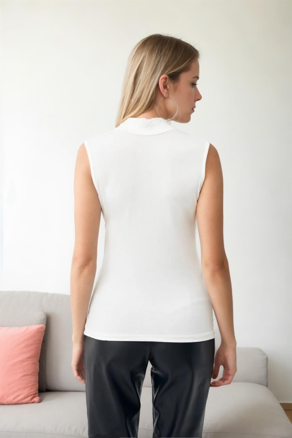 18697 Dewberry Sleeveless Women Blouse-WHITE