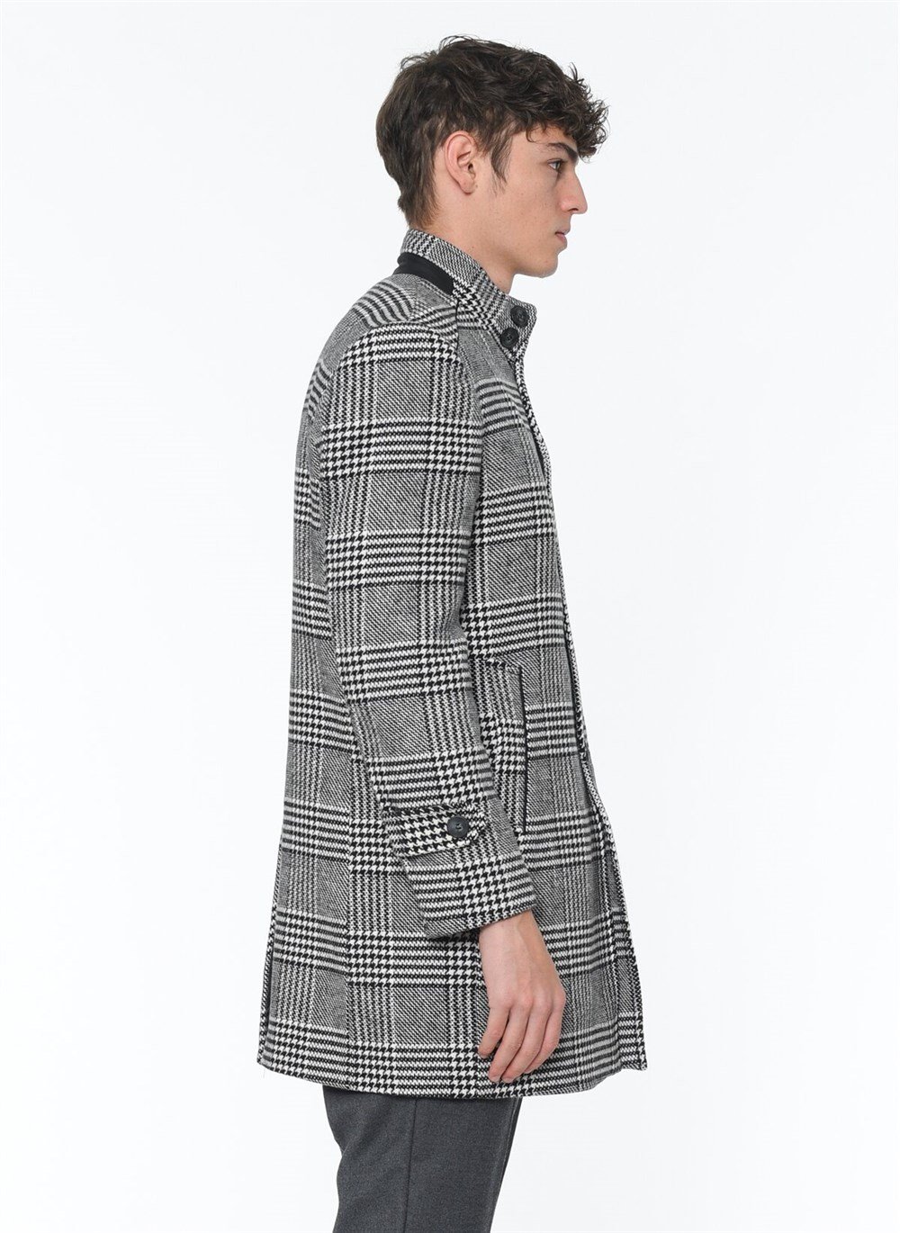 PLT8391 DEWBERRY MEN&#039;S COAT-PATTERNED BLACK