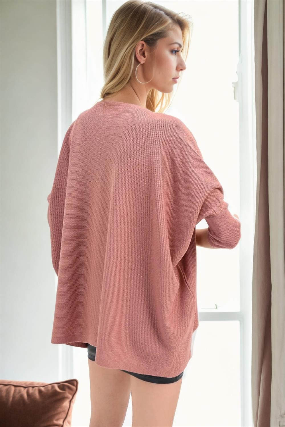 81734 Dewberry Knitwear Womens Poncho-DARK PINK