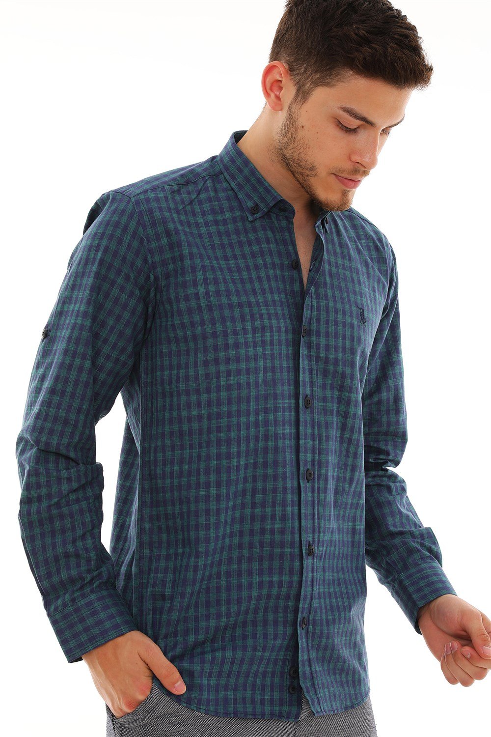G724 DEWBERRY MEN&#039;S SHIRT-NAVY-KHAKI