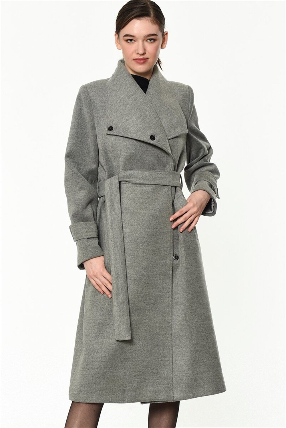 Z6645 DEWBERRY WOMEN'S COAT-LIGHT GREY