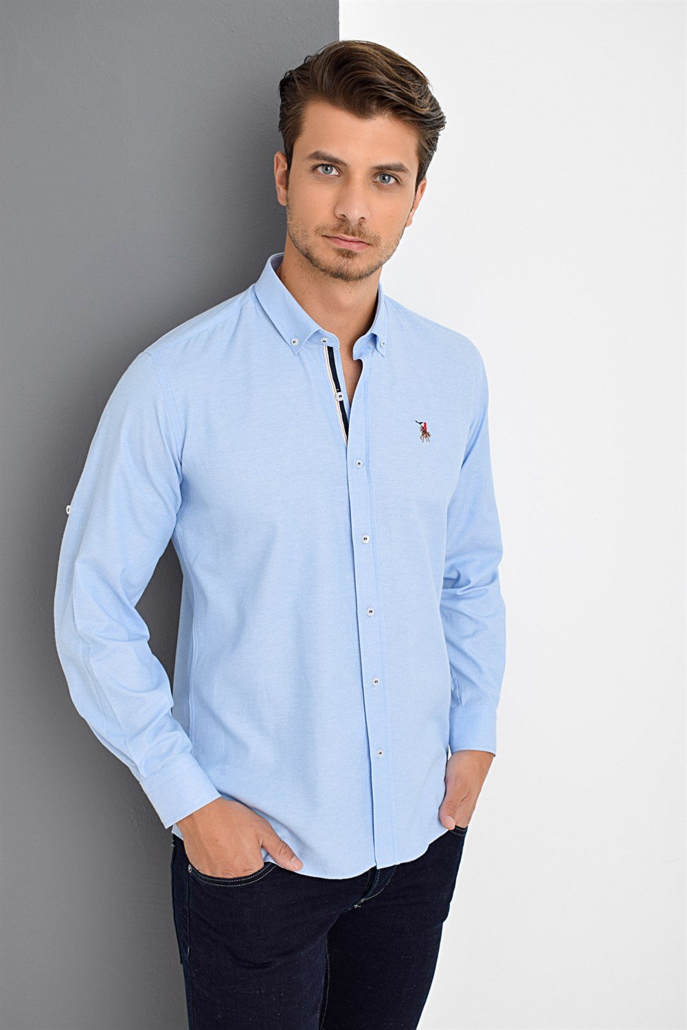G674 DEWBERRY MEN'S SHIRT-LIGHT BLUE