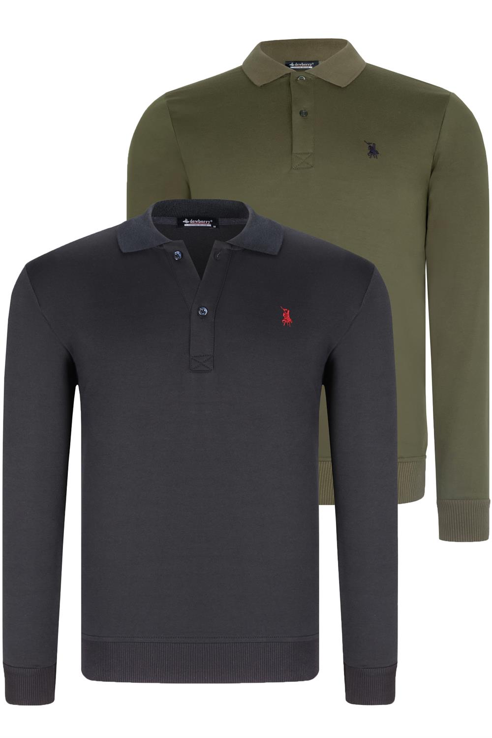 DOUBLE SET V4007 DEWBERRY MENS SWEATSHIRT-NAVY-KHAKI