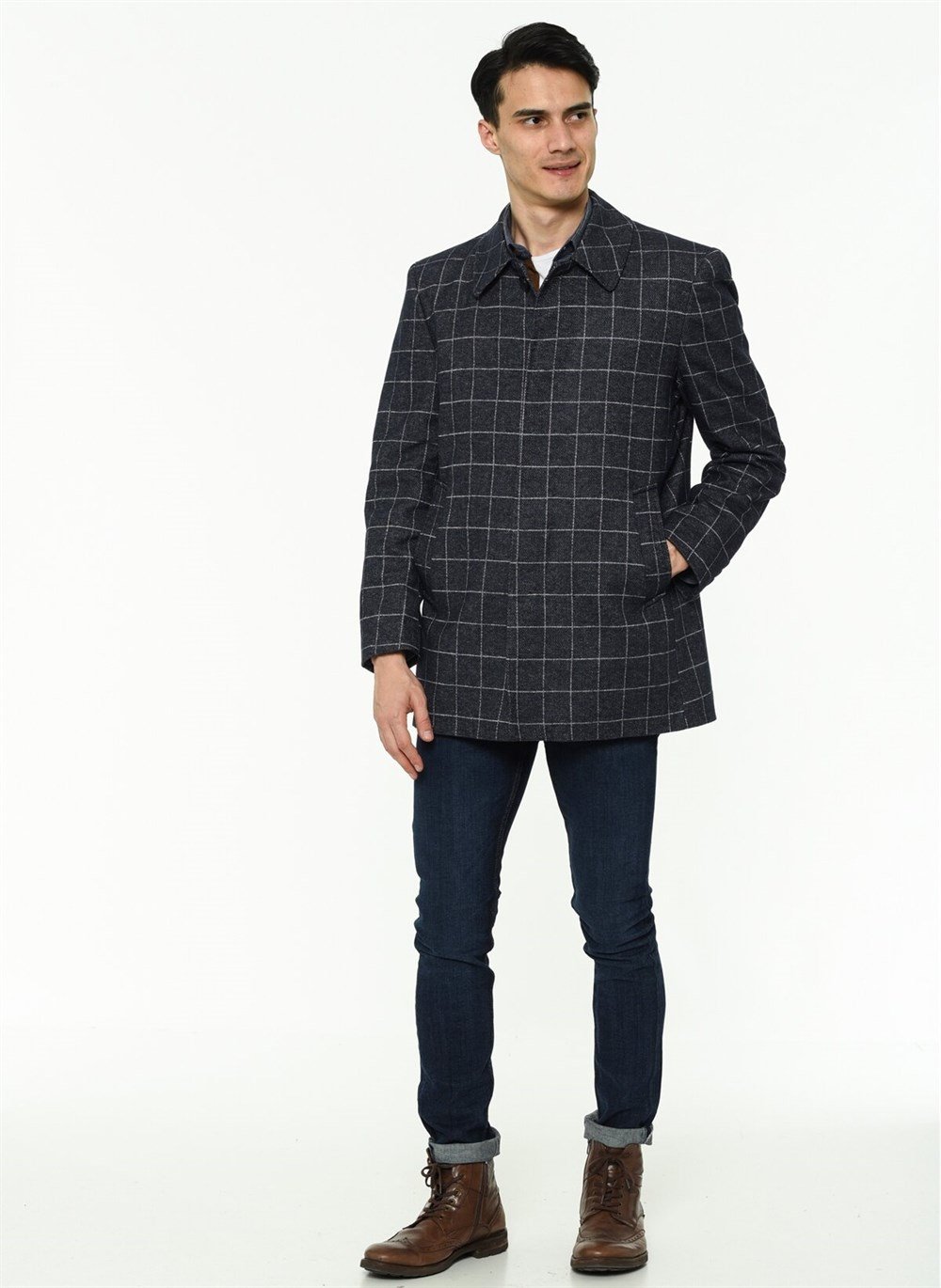 PLT8206 DEWBERRY MEN&#039;S COAT-PATTERNED NAVY BLUE