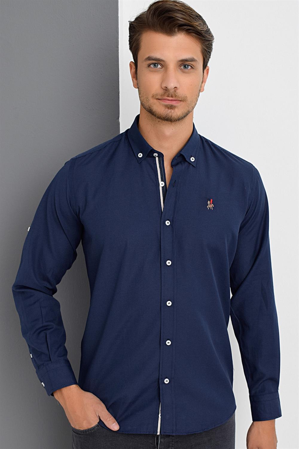 G674 DEWBERRY MEN'S SHIRT-NAVY-2