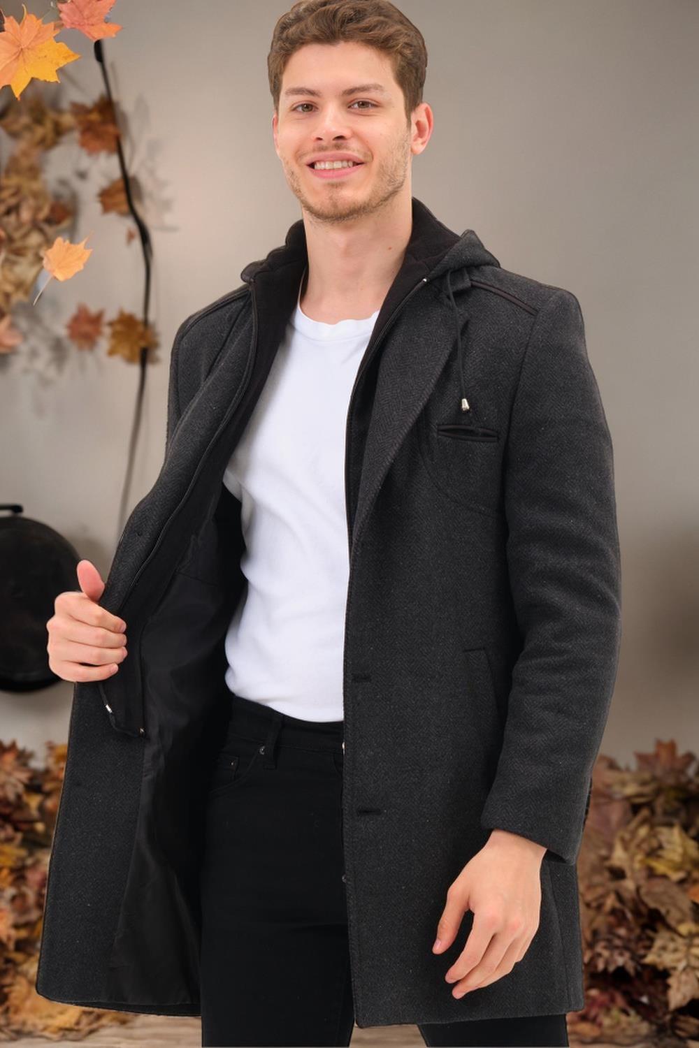 PLT8371 DEWBRRY MENS COAT-OPEN DIAGONAL ANTHRACITE