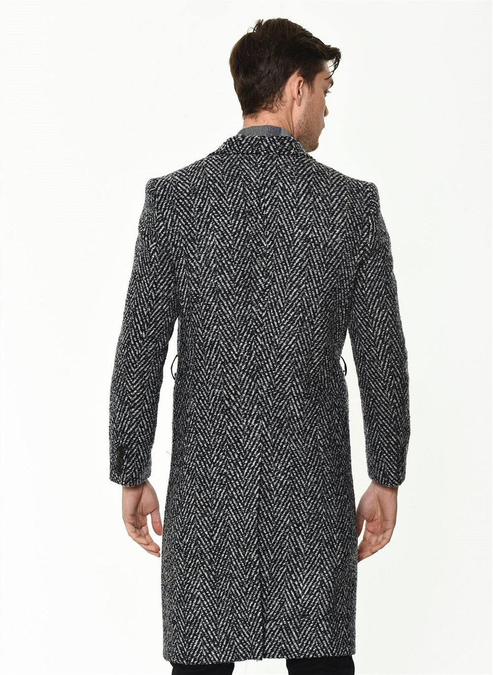 PLT8382 DEWBERRY MEN'S COAT-PATTERNED NAVY BLUE