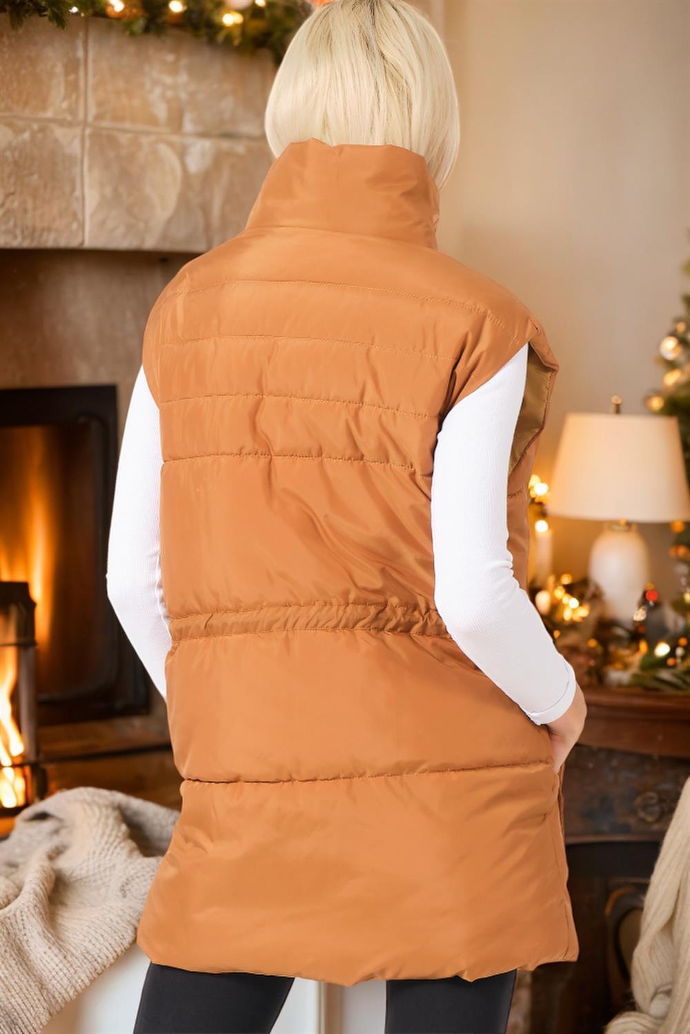 Z6747 DEWBERRY WOMEN'S VEST-PLAIN TAN