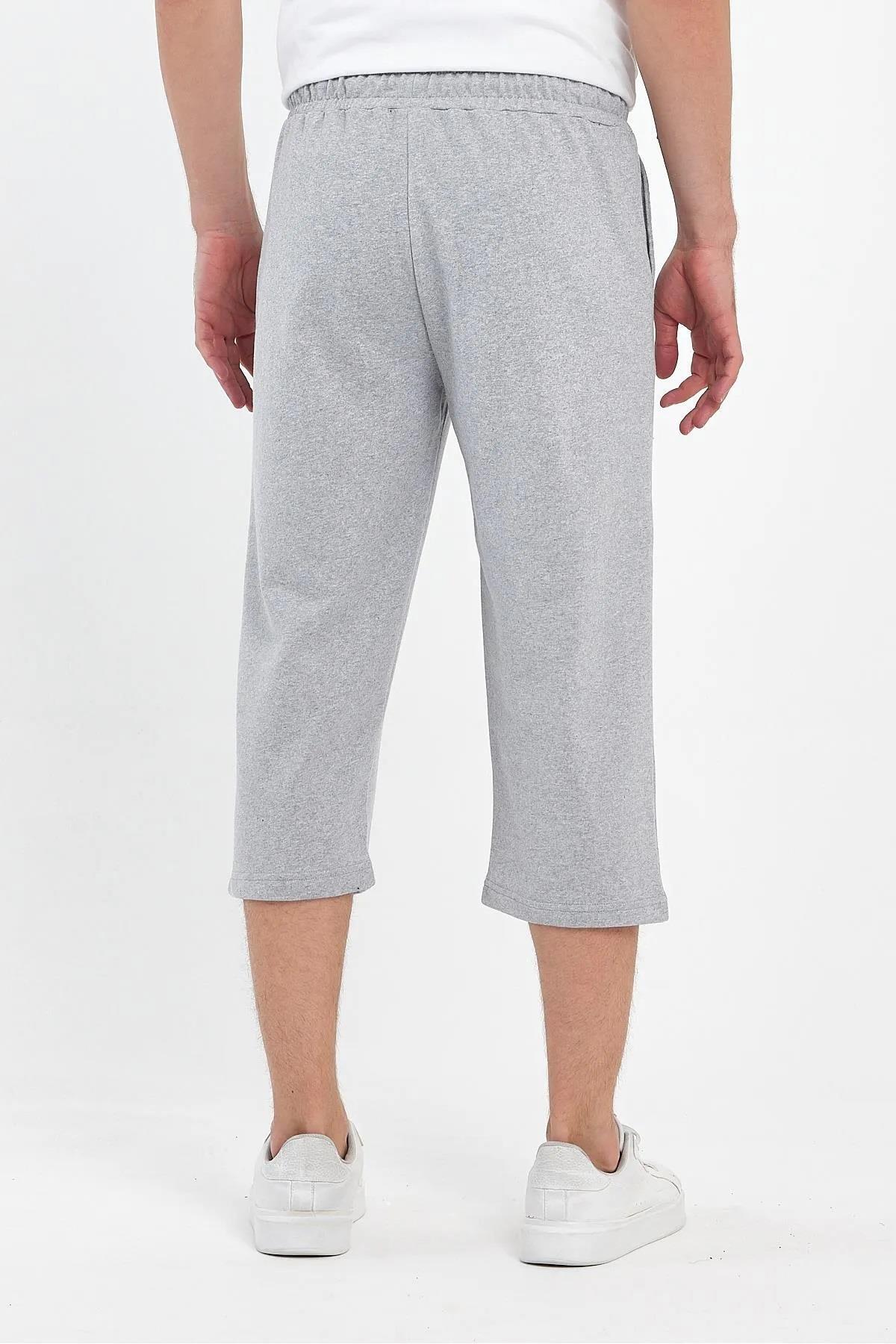 92406 Dewberry Adjustable Elastic Waist Mens Capri-GREY