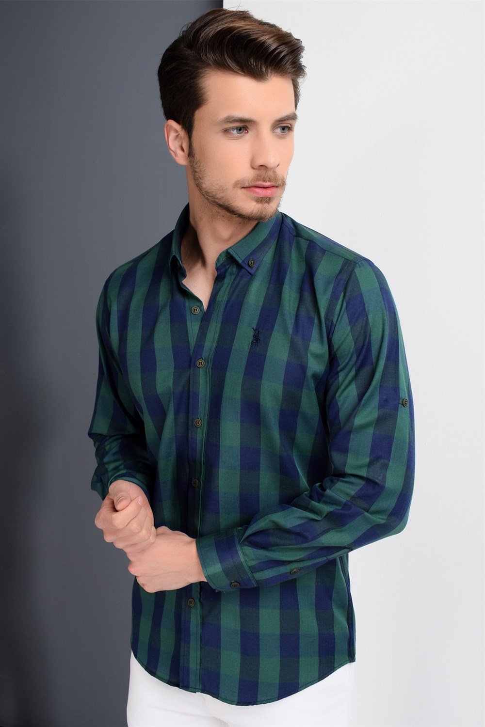 G665 DEWBERRY MEN'S SHIRT-NAVY-GREEN