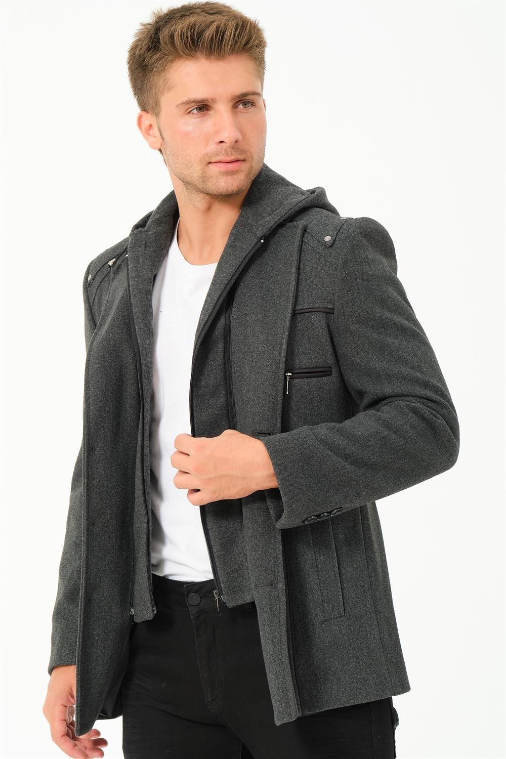 K7532 DEWBERRY MEN&#039;S COAT-STRAIGHT ANTHRACITE