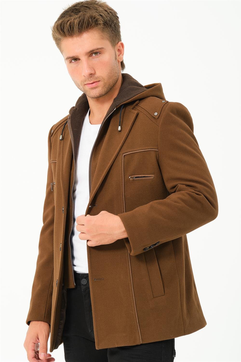 K7532 DEWBERRY MEN&#039;S COAT-PLAIN CAMEL