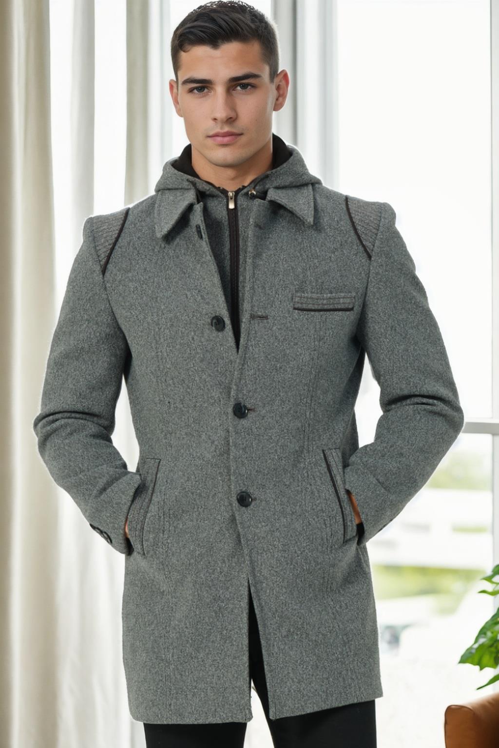 PLT9335 DEWBERRY MEN&#039;S COAT-DARK GREY
