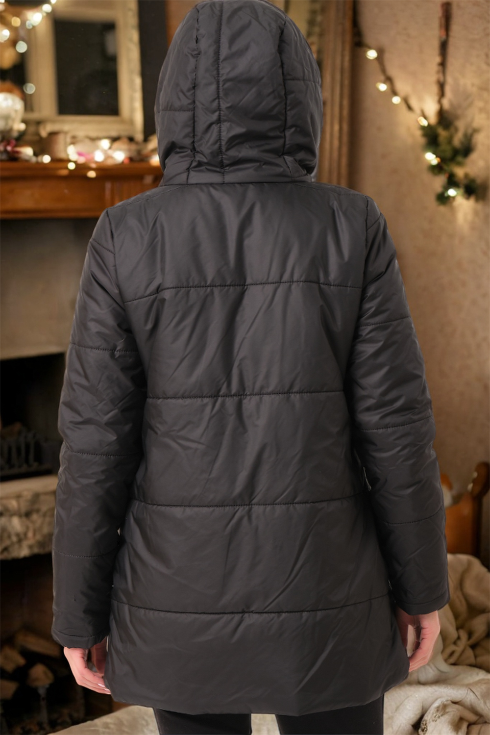 Z6660 DEWBERRY LADIES' COAT-PLAIN BLACK