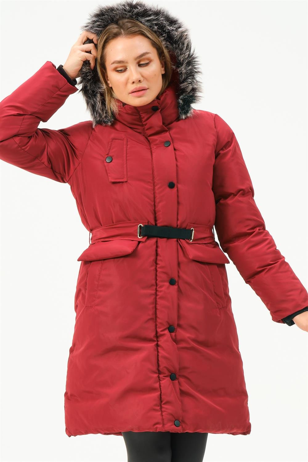 Z6774 DEWBERRY WOMEN'S COAT-BURGUNDY
