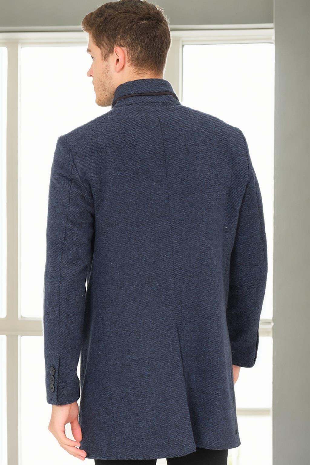 PLT9386 DEWBERRY MEN&#039;S COAT-DIAGONAL NAVY BLUE