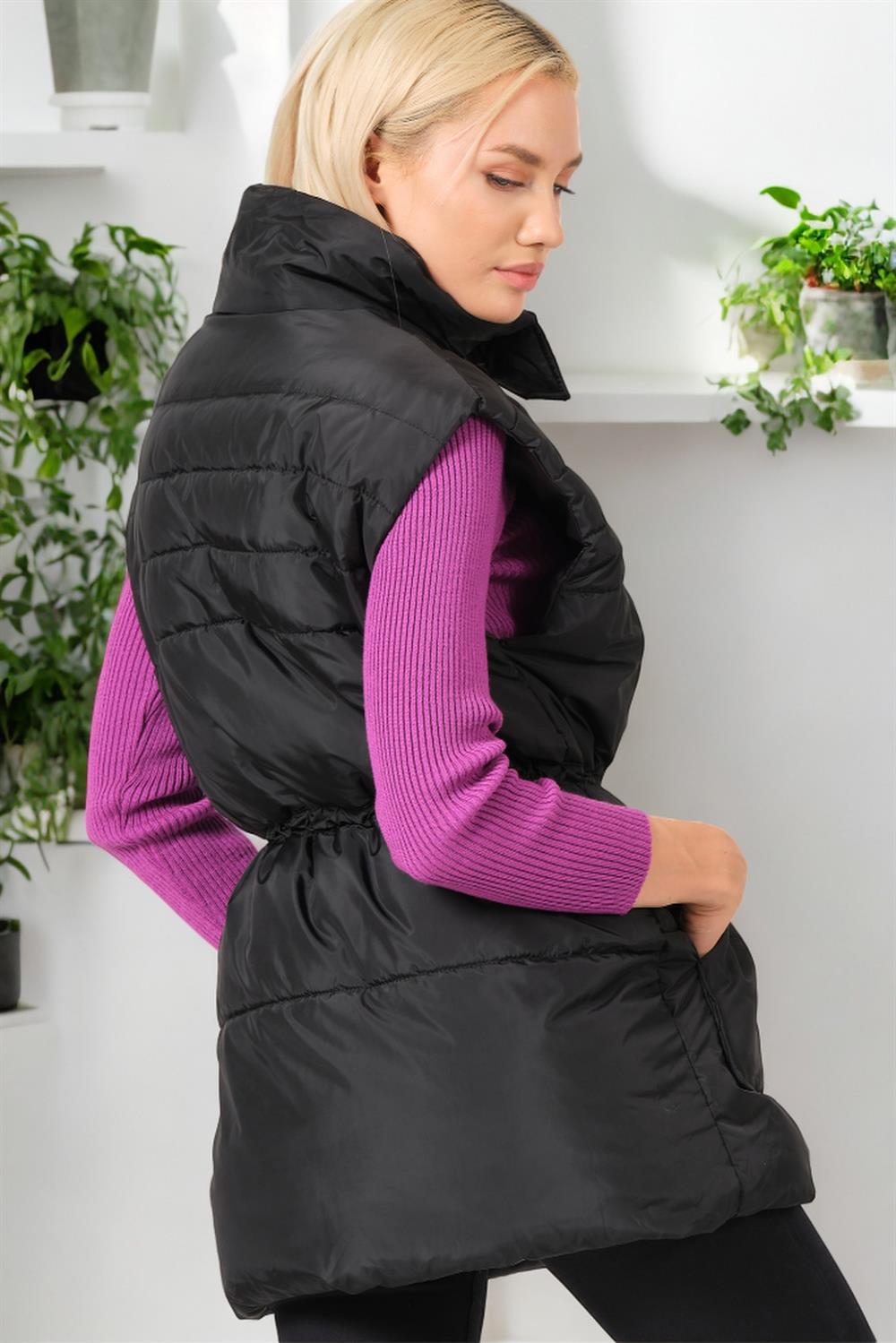 Z6747 DEWBERRY WOMEN'S VEST-PLAIN BLACK