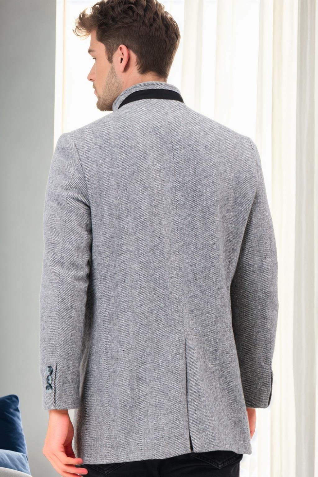 PLT9327 DEWBERRY MEN&#039;S COAT-DIAGONAL GRAY