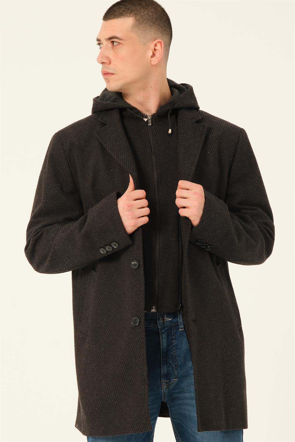 PLT8395 DEWBERRY BATTAL COAT-DIAGONAL BLACK