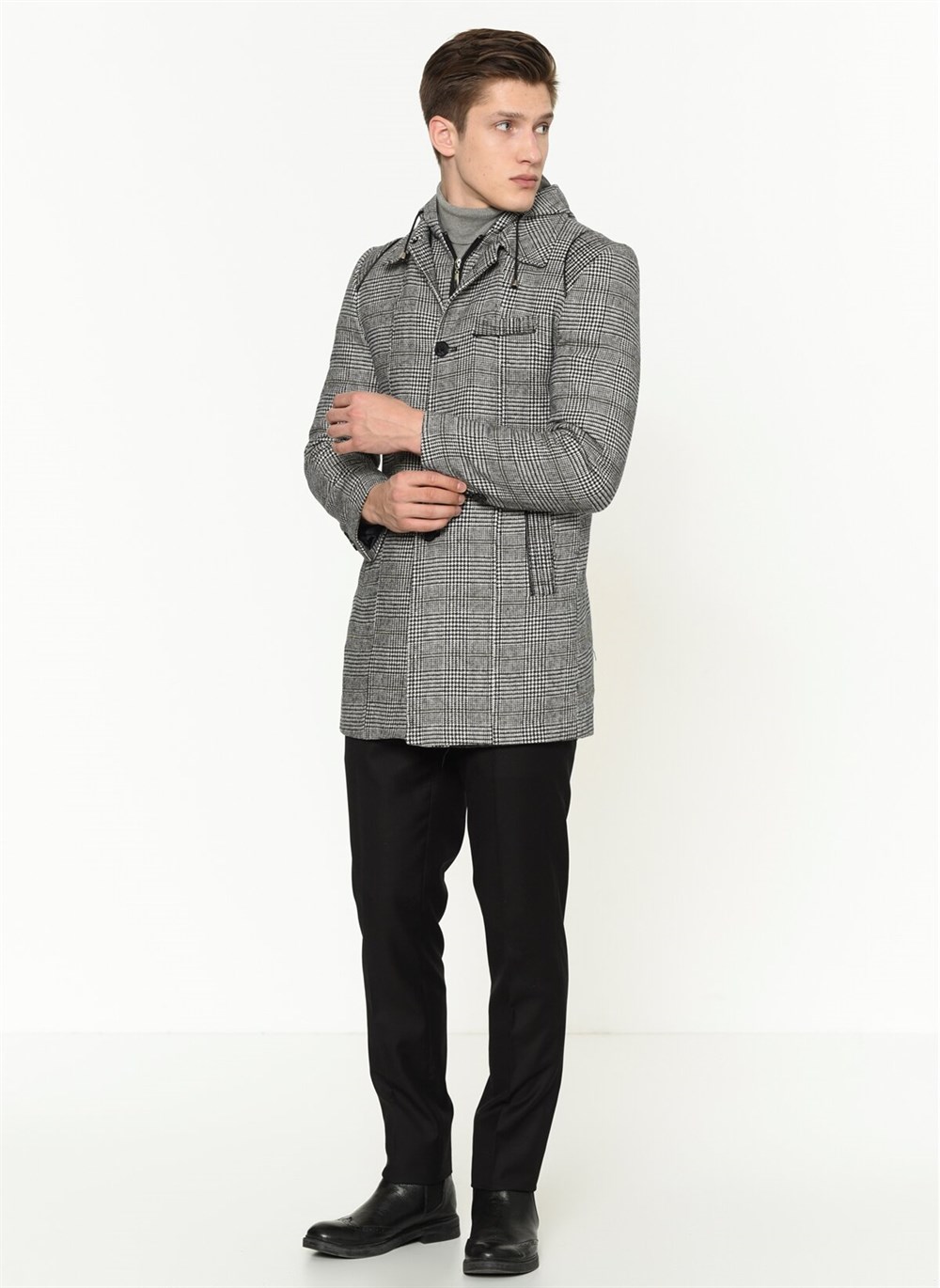 PLT8335 DEWBERRY MEN'S COAT-PLAID GREY