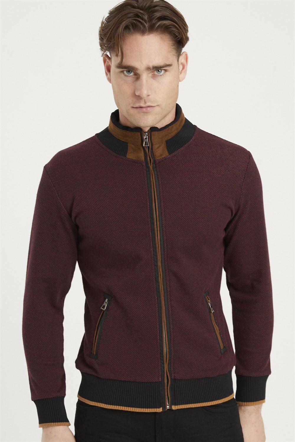 1021 DEWBERRY MEN&#039;S SWEATSHIRT-DOTTED BURGUNDY