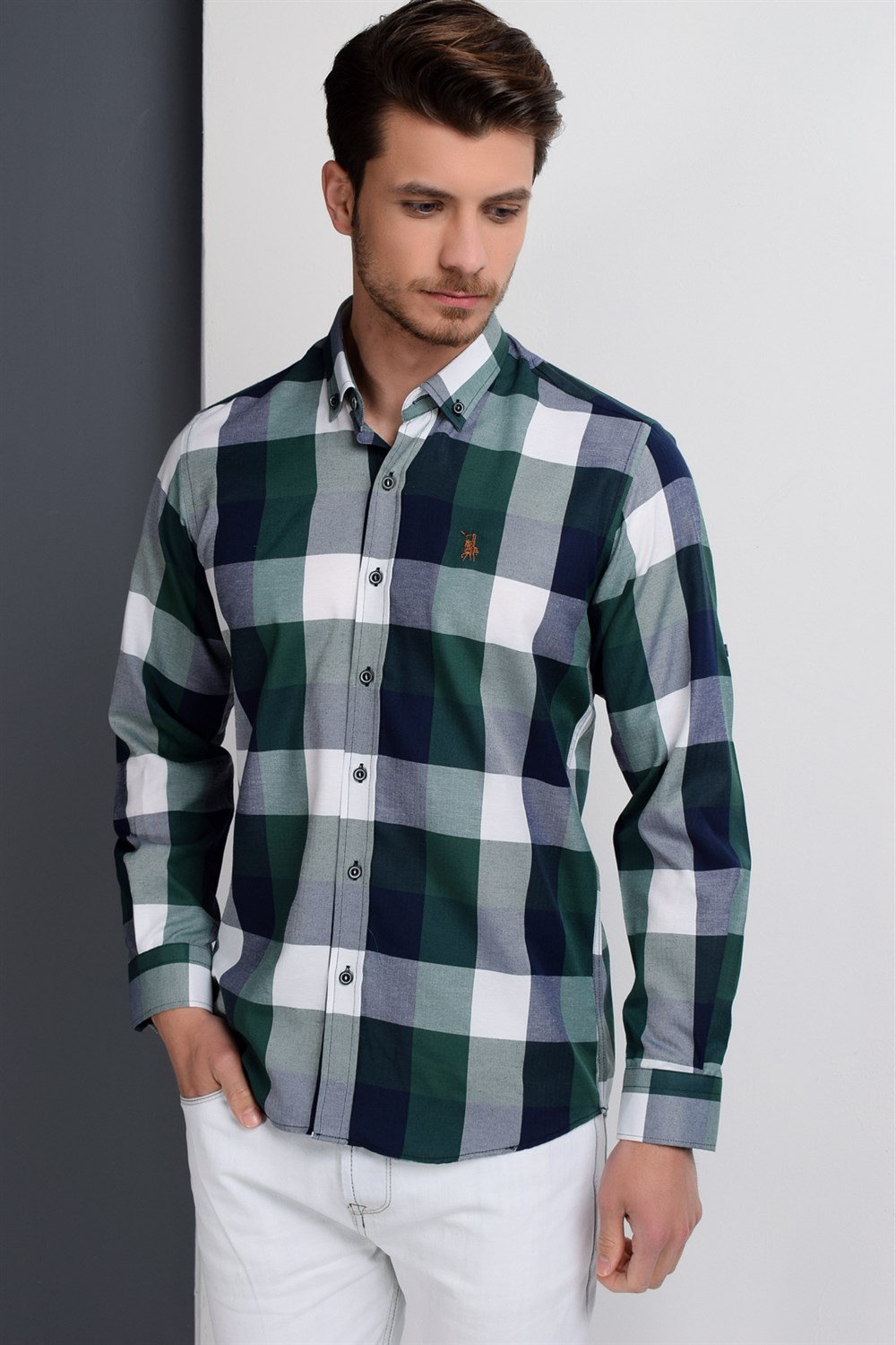 G662 DEWBERRY MEN'S SHIRT-NAVY-GREEN-GREEN