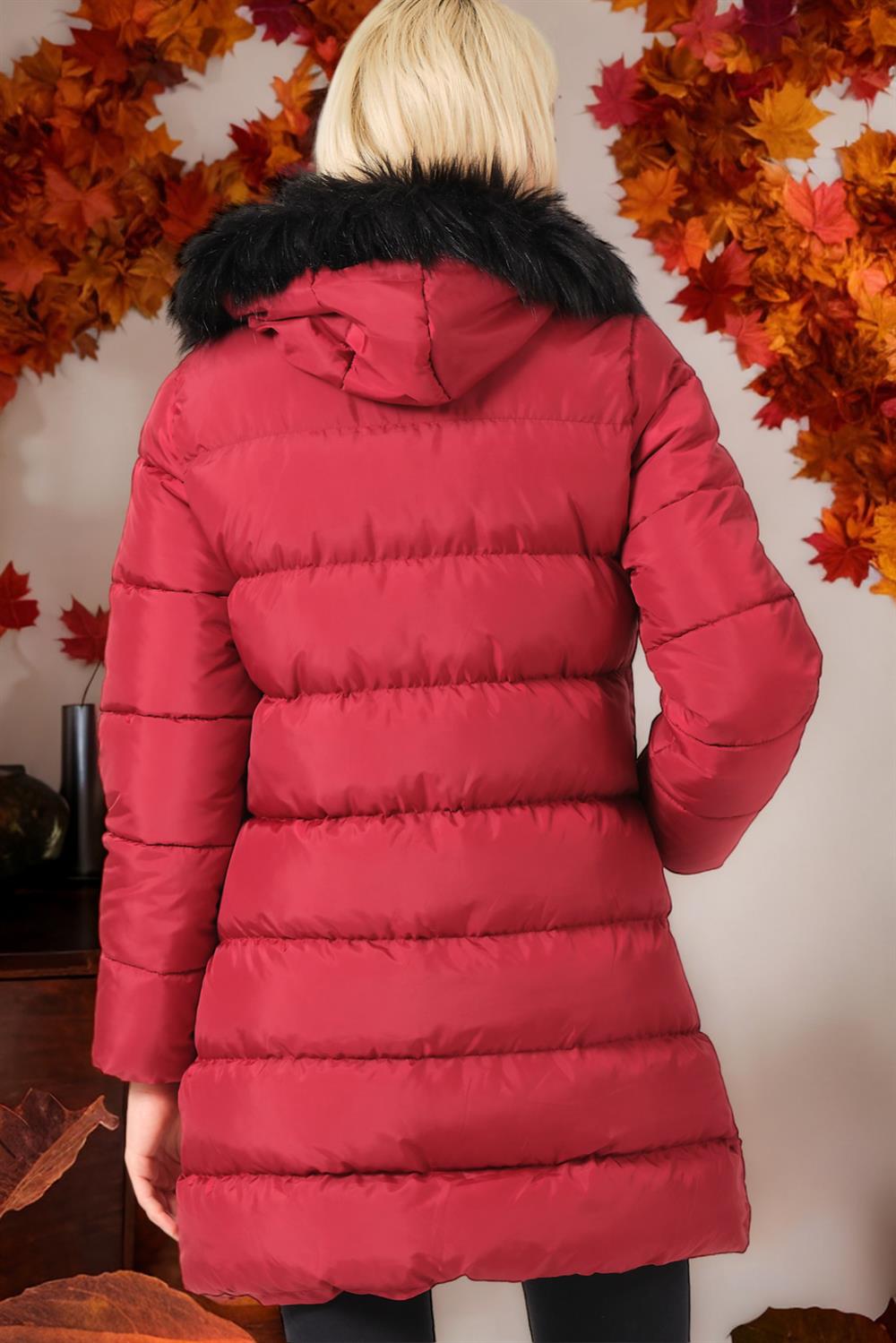 Z6759 DEWBERRY LADIES' COAT-PLAIN BURGUNDY