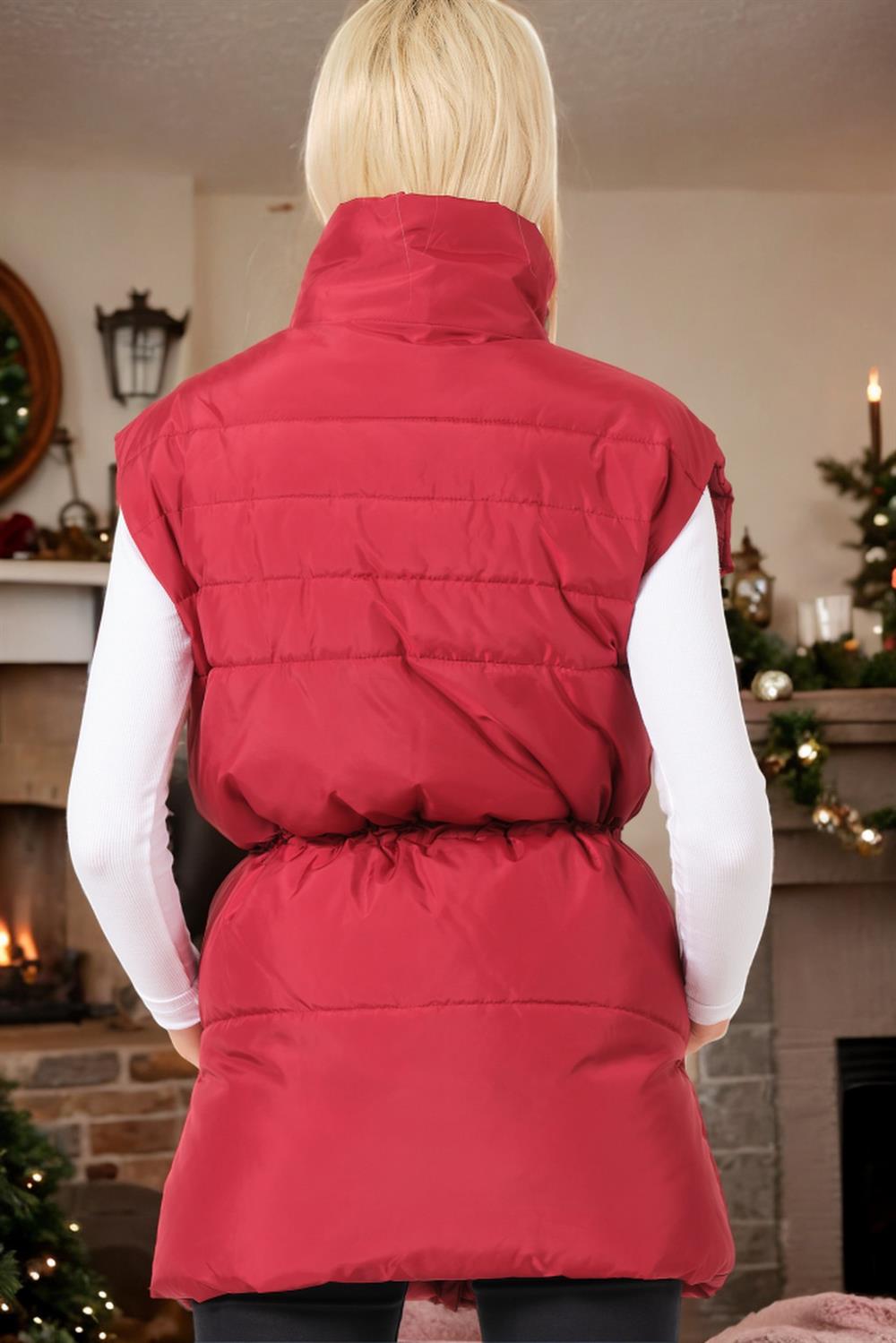 Z6747 DEWBERRY WOMEN'S VEST-PLAIN BURGUNDY