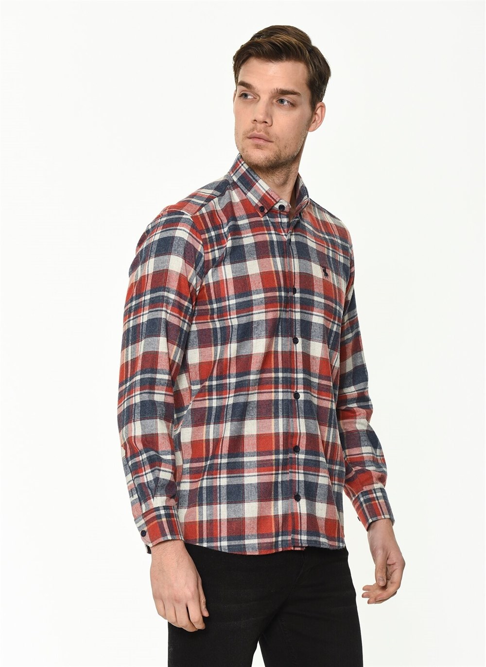G704 DEWBERRY MEN'S SHIRT-NAVY-RED
