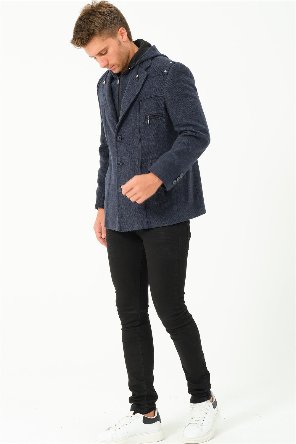 K7532 DEWBERRY MEN&#039;S COAT-DIAGONAL NAVY BLUE