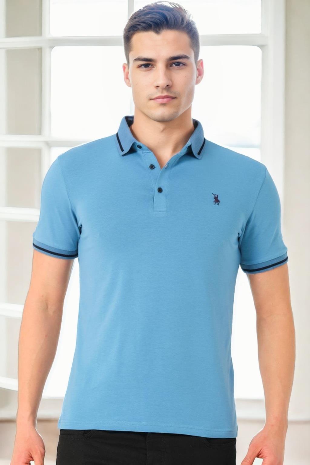 T9586 Dewberry Men's Polo Neck T-SHIRT-INDIGO-image